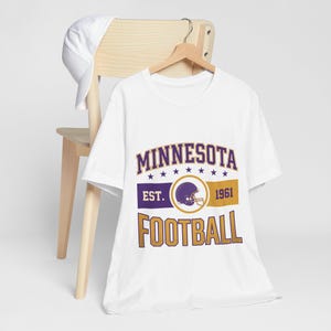 Koszulka z herbem Minnesota Vikings Vintage | Grafika kibica futbolu | Koszulka unisex zdjęcie 5