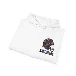 Baltimore Patchwork Helmet Game Day Hoodie, Unisex Football Sweatshirt, Cozy Fall Pullover image 8
