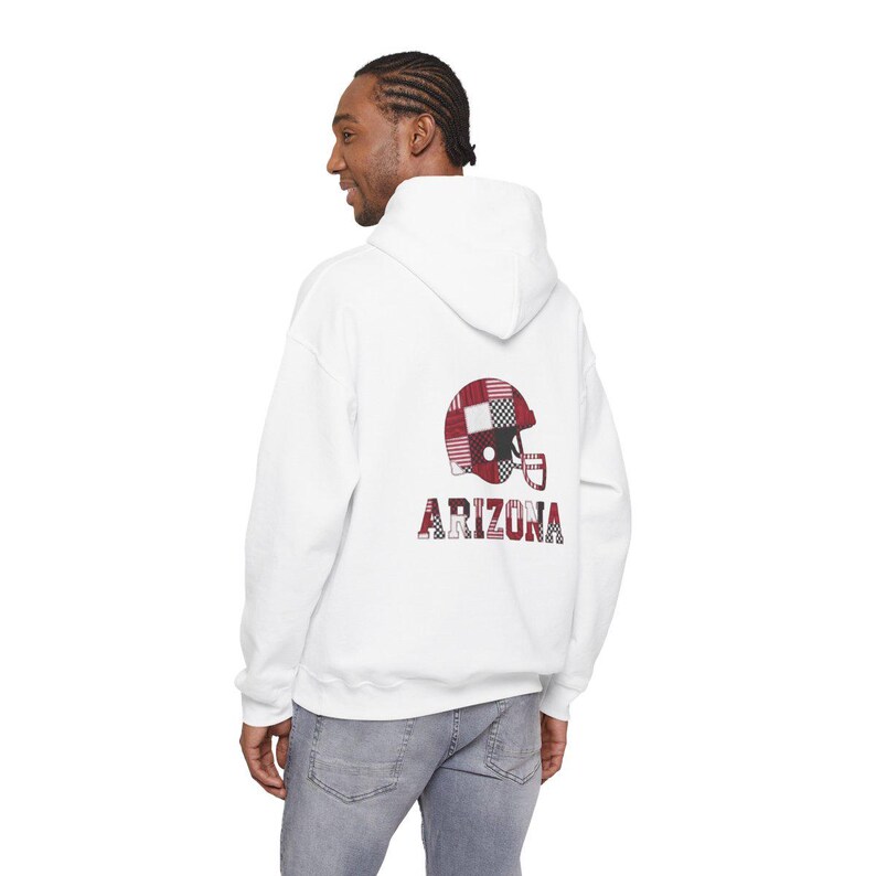 Felpa con cappuccio Arizona Patchwork Helmet Game Day, felpa da football unisex, comoda felpa autunnale immagine 6