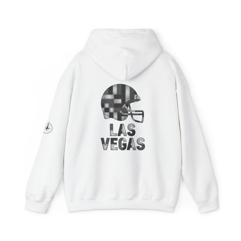 Felpa con cappuccio a patchwork con casco di Las Vegas, felpa da calcio retrò, pullover per il giorno della partita, felpa per tifosi immagine 5