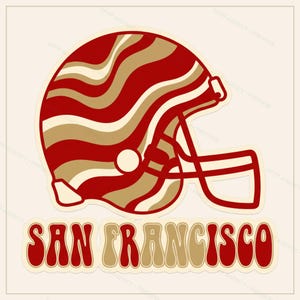 San Francisco Football Sublimation Bundle, 8 PNG Helmet Designs, Game Day Shirt Clipart, Digital Download image 6