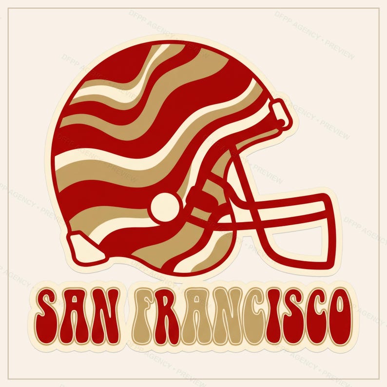 San Francisco Football Sublimation Bundle, 8 PNG Helmet Designs, Game Day Shirt Clipart, Digital Download image 6