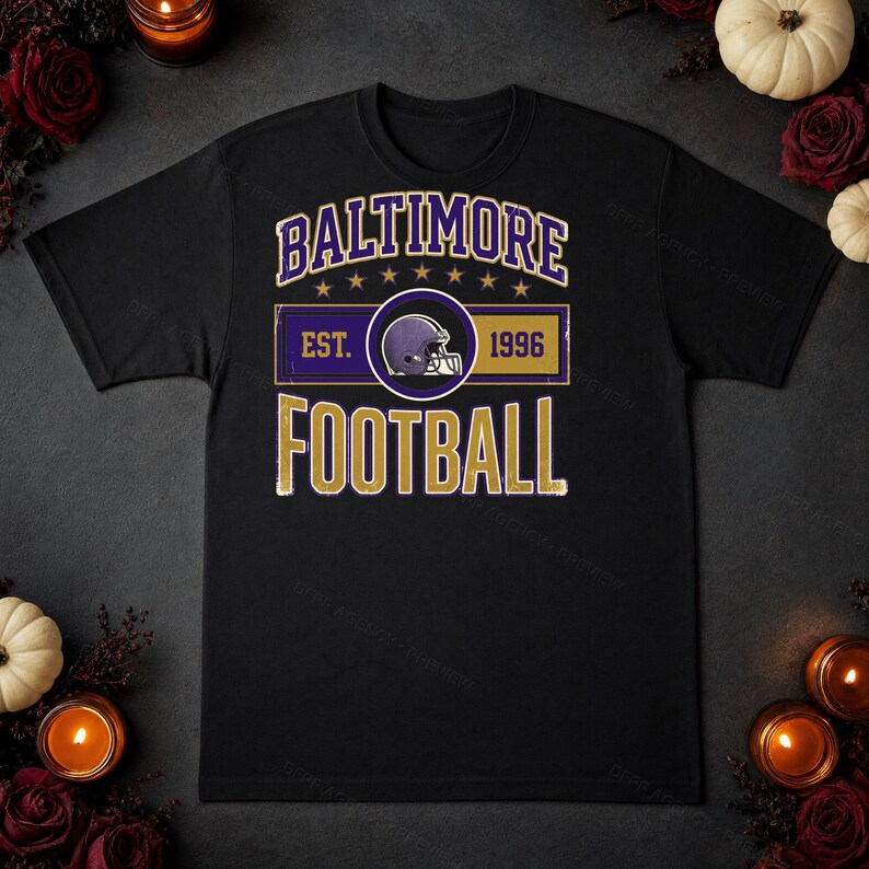 Baltimore Vintage Crest Football PNG, Retro Varsity Sublimation Design, Digital Download image 5