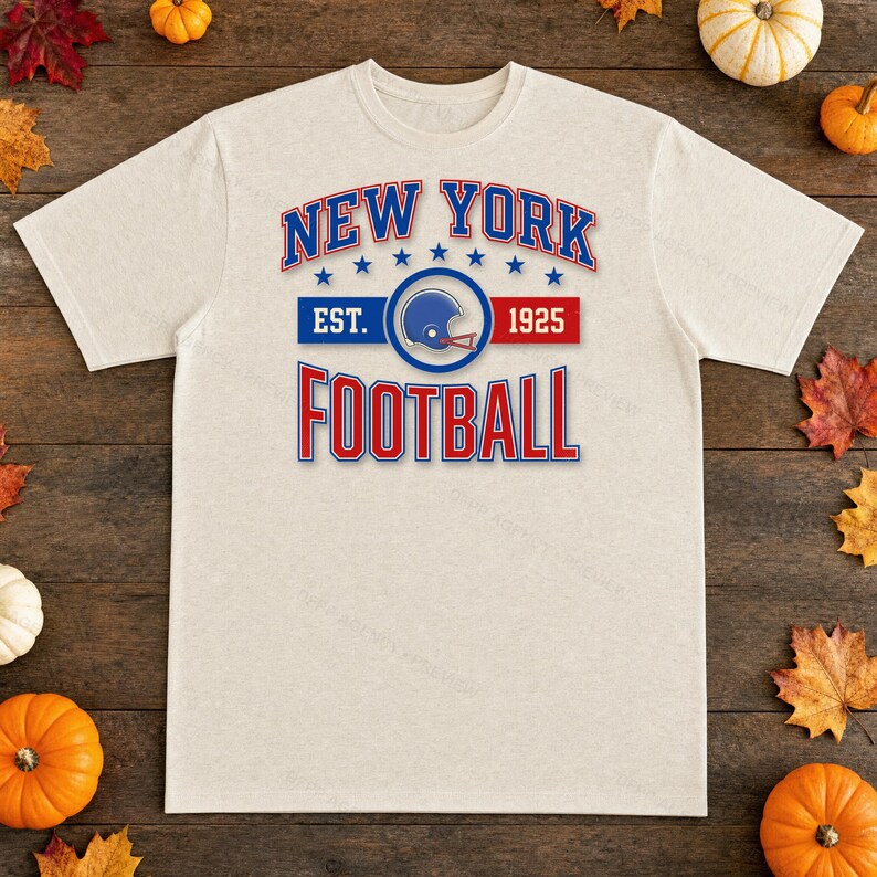 NY Giants Vintage Crest Football PNG, Retro Varsity Sublimation Design, Digital Download image 2