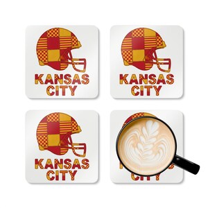 Kansas City Footballhelm-Untersetzer aus Kork, Fan-Getränkeuntersetzer, Dekoration für die Hausbar, Sportgeschenk Bild 3