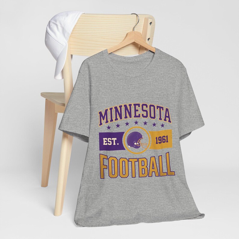 Koszulka z herbem Minnesota Vikings Vintage | Grafika kibica futbolu | Koszulka unisex zdjęcie 6