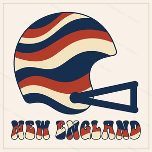 Pacchetto di sublimazione per la squadra di football del New England, 8 disegni PNG per caschi, clipart per magliette da gioco, download digitale. immagine 6
