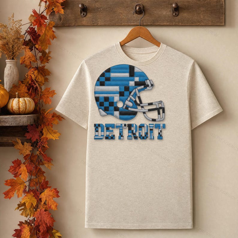 Detroit Patchwork-Helm (PNG), Football-Sublimationsdruck, Spieltags-Shirt, Digitaler Download Bild 4