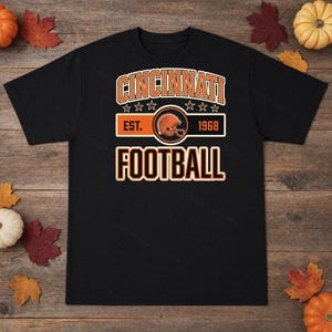 Vintage Cincinnati Bengals voetballogo PNG, retro varsity sublimatieontwerp, digitale download afbeelding 3