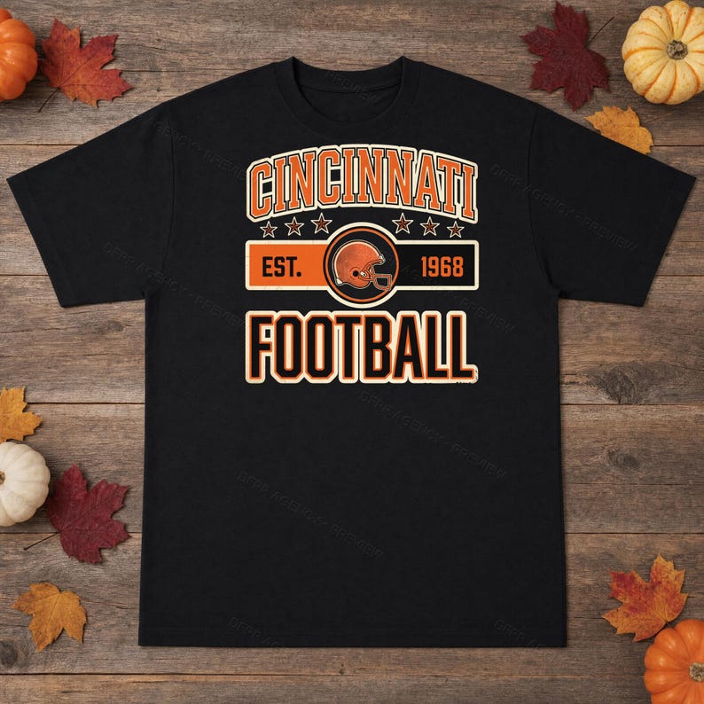 Vintage Cincinnati Bengals voetballogo PNG, retro varsity sublimatieontwerp, digitale download afbeelding 3