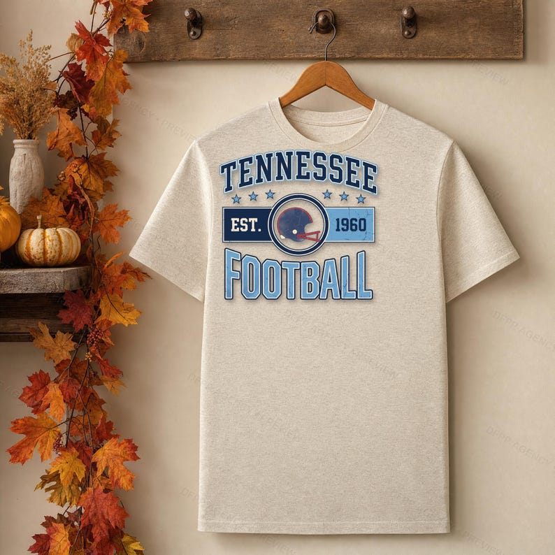 Tennessee Vintage Crest Football PNG, Retro Varsity Sublimatieontwerp, Digitale Download afbeelding 4