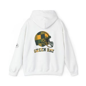 Green Bay Packers Football Patchwork Helmet Hooded Sweatshirt, Game Day Hoodie, Fan Pullover Gift image 5