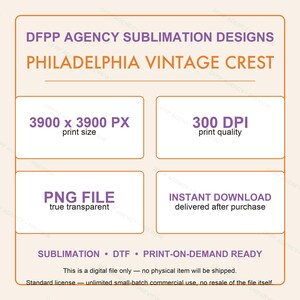 Philadelphia Vintage Crest Football PNG, Retro Varsity Sublimation Design, Digital Download image 7