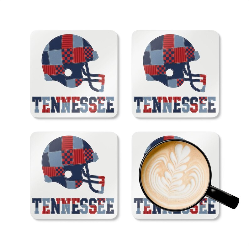 Tennessee Titans Patchwork Football Helmet Coaster, Cork Drink Coaster, Man Cave Decor, Fan Gift image 5