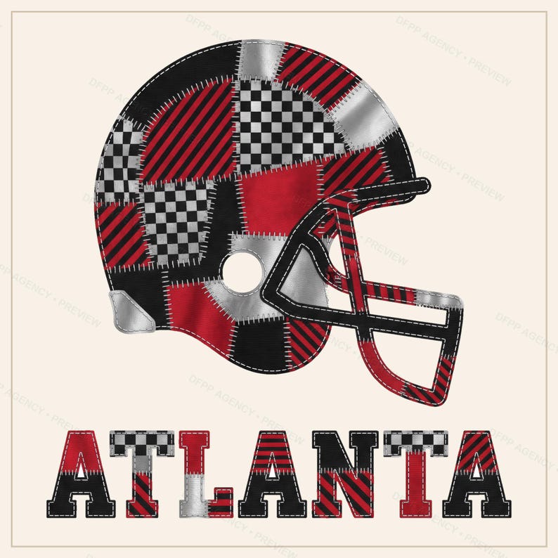 Atlanta Game Day T-Shirt, Patchwork Helmet Football Fan Tee, Vintage Style Sports Shirt image 3