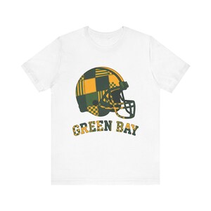 Camiseta de fútbol americano Green Bay Patchwork Helmet Football Shirt, camiseta retro para el día del partido, ropa unisex para aficionados, regalo deportivo imagen 2