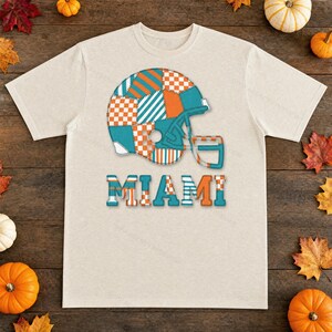 Casco de Miami Patchwork PNG, Sublimación para aficionados al fútbol, ​​Imágenes prediseñadas para camisetas, Descarga digital imagen 8