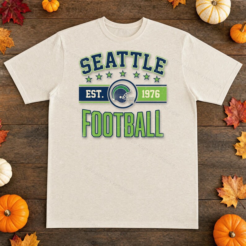 Seattle Vintage Wappen-Football-PNG, Retro-College-Sublimationsdesign, Digitaler Download Bild 2