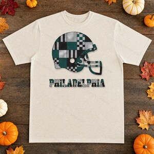 Philadelphia Game Day T-Shirt, Patchwork Helmet Football Fan Tee, Vintage Style Sports Shirt image 4