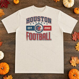 ヒューストン・ビンテージ・クレスト・フットボールPNG、レトロ・バーシティ・サブリメーションデザイン、デジタルダウンロード 画像 2