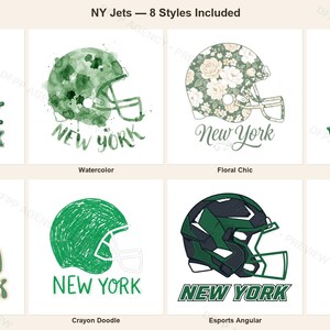 Zestaw do sublimacji New York Green & White Football, 8 wzorów kasków PNG, grafika 3D na koszulce meczowej, pobieranie cyfrowe zdjęcie 1