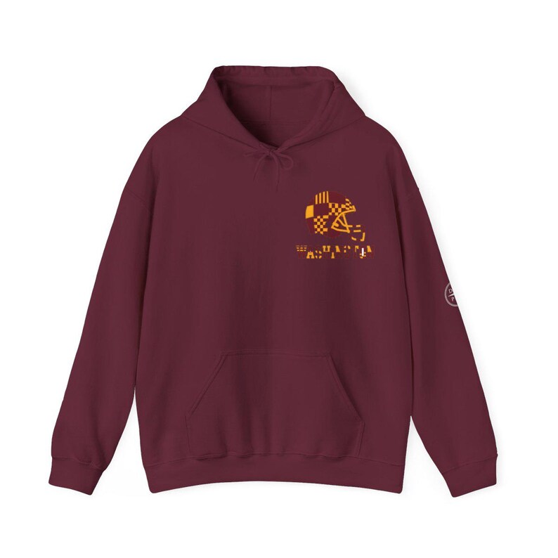 Washington Patchwork Helmet Game Day Hoodie, Unisex Football Sweatshirt, Cozy Fall Pullover image 3
