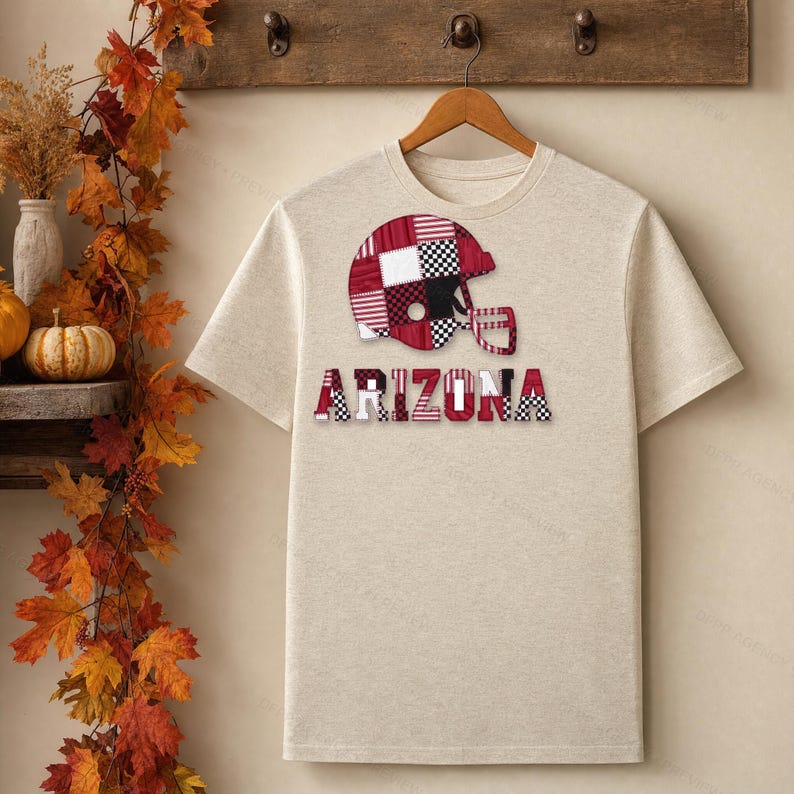 Arizona Patchwork Helmet PNG, Football Fan Sublimation, Shirt Clipart, Digital Download image 4