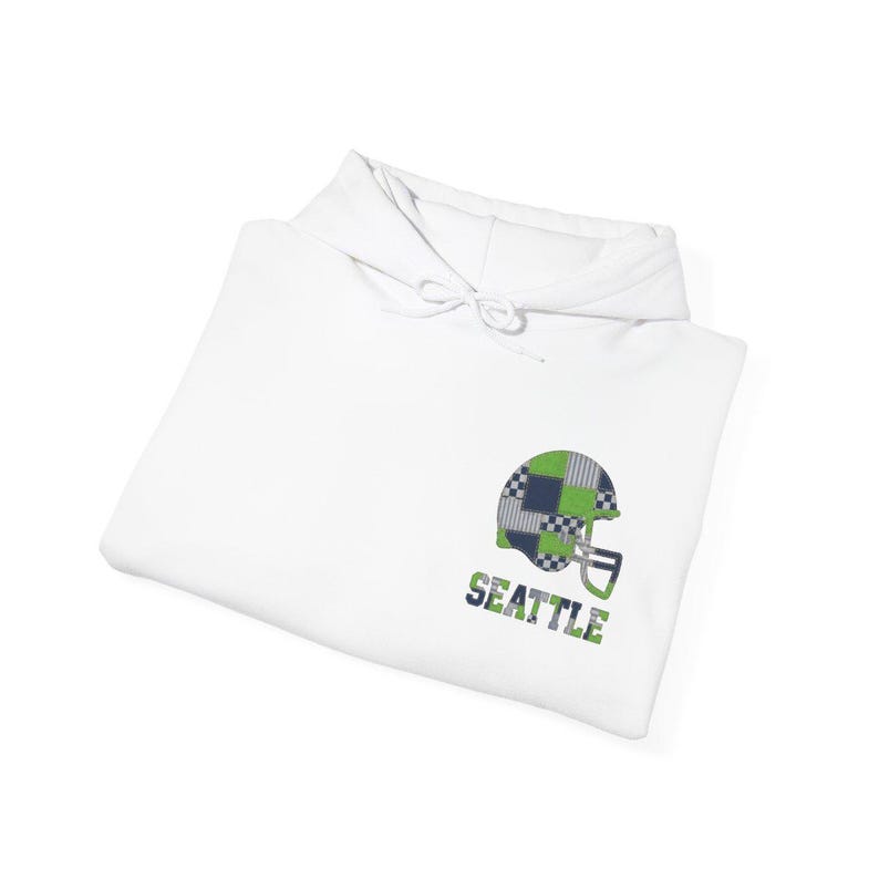 Seattle Football Patchwork-Helm-Kapuzenpullover, Spieltags-Hoodie, Fan-Pullover-Geschenk Bild 8