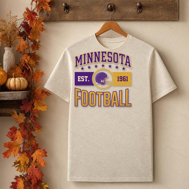Minnesota Vintage Crest Football PNG, Retro Varsity Sublimatieontwerp, Digitale Download afbeelding 4