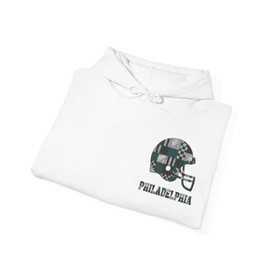 Philadelphia Eagles Patchwork-Helm-Spieltags-Hoodie, Unisex-Football-Sweatshirt, kuscheliger Herbstpullover Bild 8