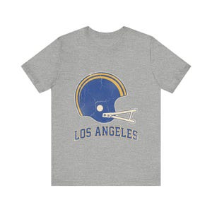 Los Angeles blauw-gouden vintage varsity helm voetbalshirt, retro wedstrijdshirt, unisex fankleding, sportcadeau afbeelding 2