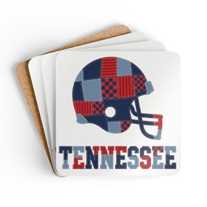 Tennessee Titans Patchwork Football Helmet Coaster, Cork Drink Coaster, Man Cave Decor, Fan Gift image 6