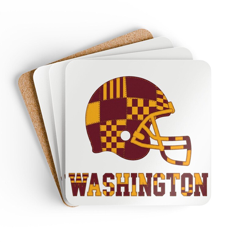 Washington Commanders Football Helmet Drink Coaster, Game Day Cork Coaster, Fan Home Decor image 2