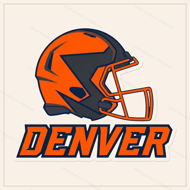 Denver Broncos fotbollssublimeringspaket, 8 PNG-hjälmdesigner, matchdagströja Clipart, digital nedladdning bild 8