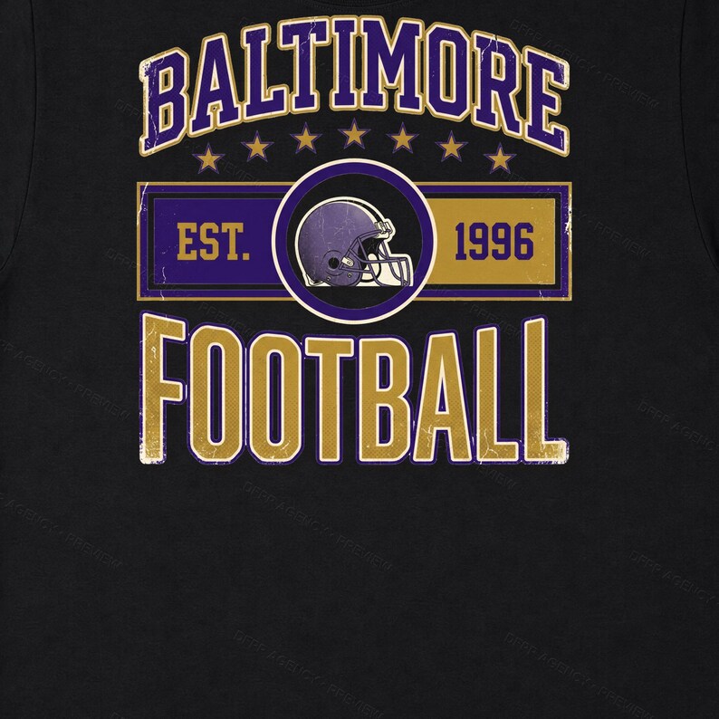 Baltimore Vintage Crest Football PNG, Retro Varsity Sublimation Design, Digital Download image 6