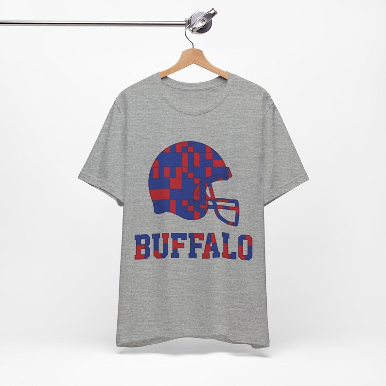 Buffalo Game Day T-Shirt, Patchwork Helmet Football Fan Tee, Vintage Style Sports Shirt image 5