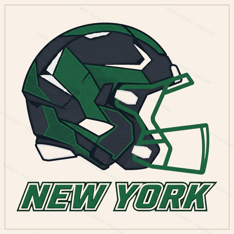 Zestaw do sublimacji New York Green & White Football, 8 wzorów kasków PNG, grafika 3D na koszulce meczowej, pobieranie cyfrowe zdjęcie 8