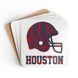 Houston Football Helmet Drink Coaster, Game Day Cork Coaster, Fan Home Decor image 2