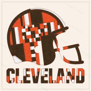 Cleveland Patchwork Helmet PNG, retro sublimatiebestand, clipart voor fanshirts, direct downloaden afbeelding 1
