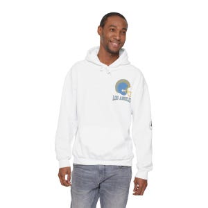 Los Angeles Chargers Football Vintage Varsity Helmet Hooded Sweatshirt, Game Day Hoodie, Fan Pullover Gift image 2