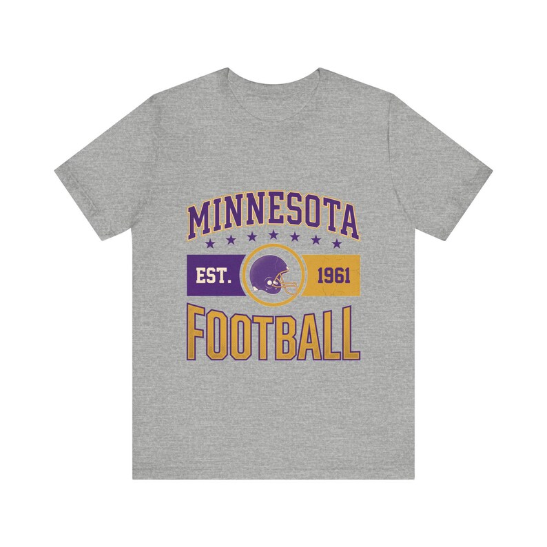 Koszulka z herbem Minnesota Vikings Vintage | Grafika kibica futbolu | Koszulka unisex zdjęcie 2