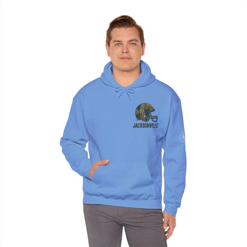 Jacksonville Jaguars Patchwork Helmet Game Day Hoodie, Unisex Football Sweatshirt, Cozy Fall Pullover image 4