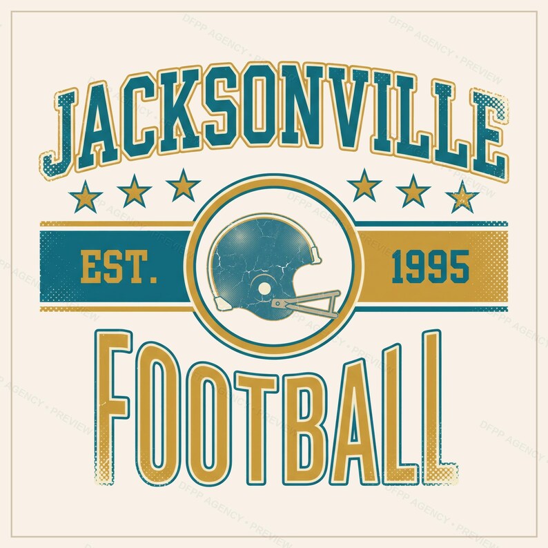 Escudo de fútbol americano vintage de Jacksonville en formato PNG, diseño retro universitario para sublimación, descarga digital. imagen 1