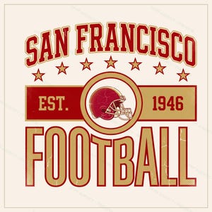 San Francisco Vintage Crest Football PNG, Retro Varsity Sublimatieontwerp, Digitale Download afbeelding 1