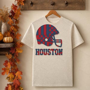 Houston Patchwork Helmet PNG, Retro Sublimation File, Fan Shirt Clipart, Instant Download image 4
