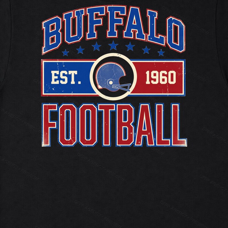 Buffalo Vintage Crest Football PNG, Retro Varsity Sublimation Design, Digital Download image 6