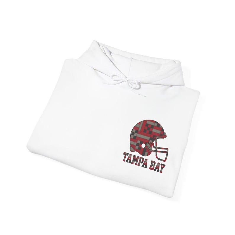 Moletom com Capuz Tampa Bay Patchwork Helmet Game Day, Moletom Unissex de Futebol Americano, Blusa de Moletom Confortável para o Outono imagem 8