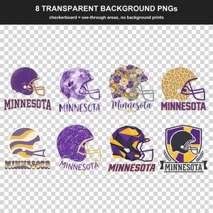 Minnesota Helmet PNG Bundle, 8 Football Fan Styles, Sublimation and DTF Designs, Instant Download image 2