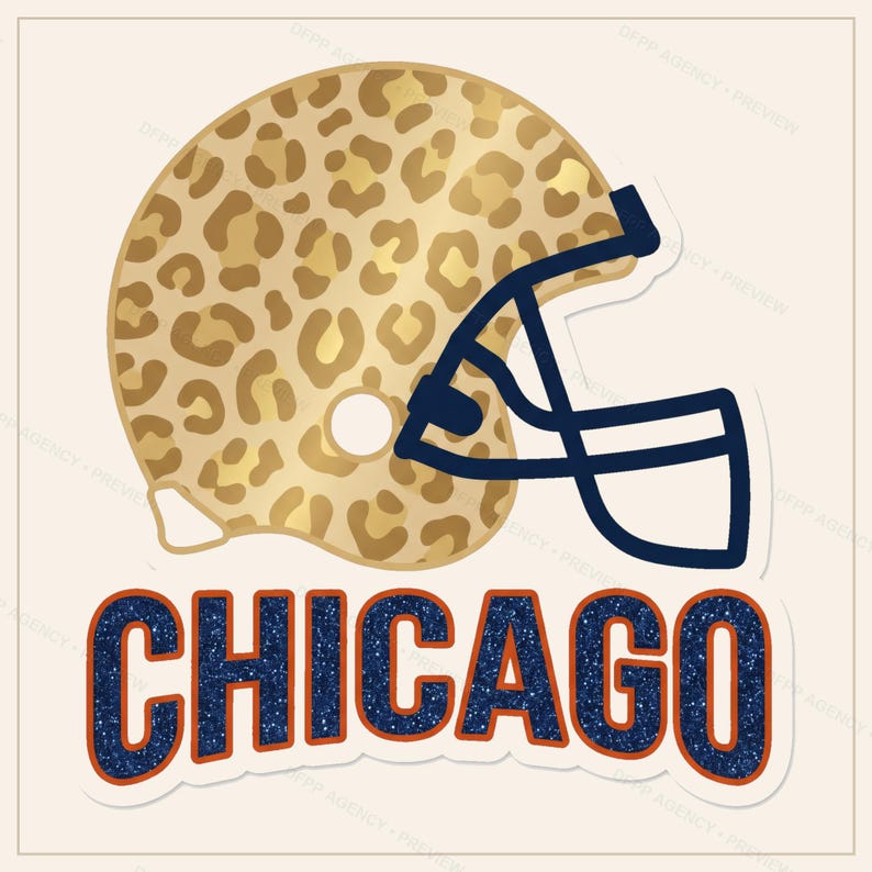 Chicago Football PNG Bundle, 8 Helmet Designs, Game Day Sublimation Set, Digital Download image 5
