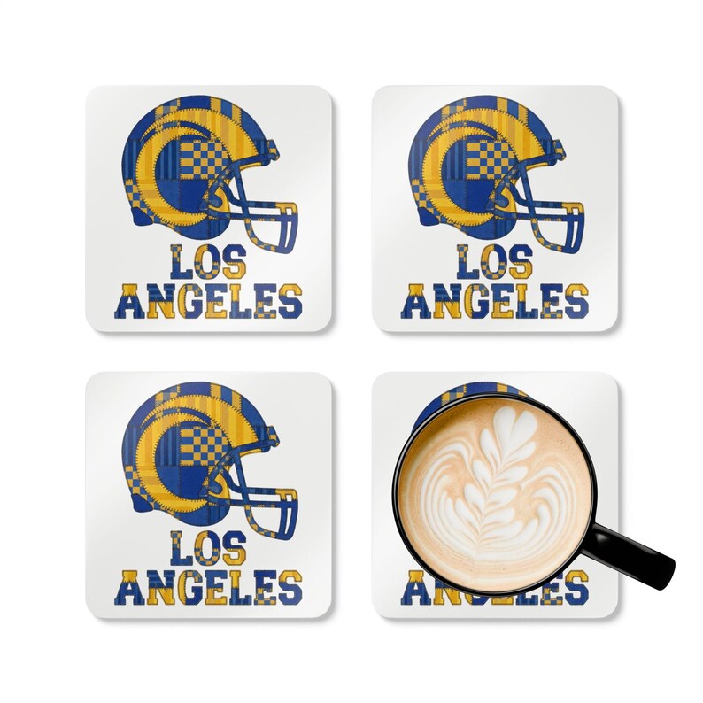 Los Angeles Football Helmet Drink Coaster, Game Day Cork Coaster, Fan Home Decor image 3